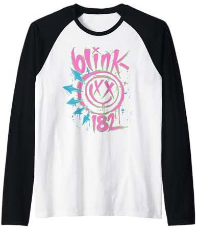 Official blink-182 Neon Rock Band Artwork Raglan Baseball Tee