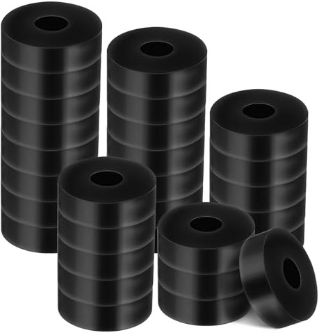 30 espaciadores de goma, arandelas de goma gruesas, arandelas de grosor, bujes espaciadores, arandelas planas, espaciadores redondos multiusos, bujes negros, arandelas espaciadoras para el hogar y el