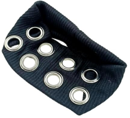 Gestrickte Nieten-Stirnbänder, Nieten-Stirnband im Punk-Stil, Elastisches Stirnband Mit Hohlen Metallösen, Dehnbares, Lässiges Haar-Accessoire Für Damen Zum Trainieren, Yoga Und Laufen
