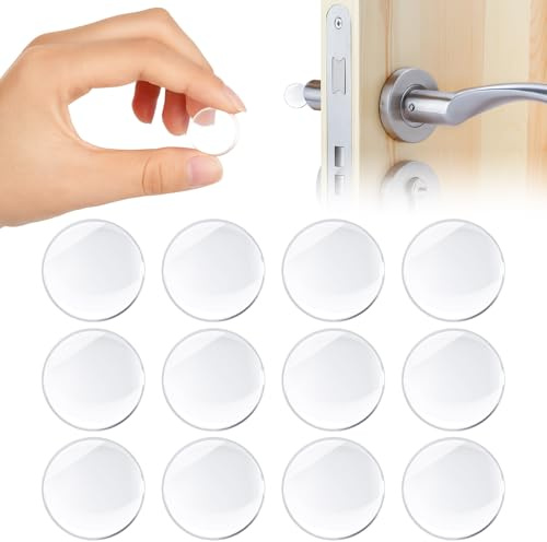 Vicloon Butée de Porte Transparent Adhésive, 12PCS Butoirs de Porte en Silicone, 20 X 5 mm Protections Murales de Poignées de Portes, pour Placards, Cuisine, Salle de Bain, Chambre, Bureau