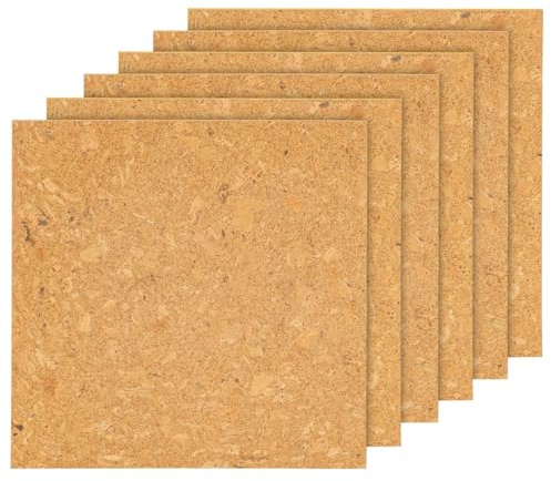 6er-Pack Pinnwand-Kork | je 30x30 cm | selbstklebend | Stärke: 5 mm | für den Bau von individuellen Pinnwänden | kreatives Basteln & Wandgestaltung | Made in Portugal