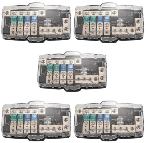 VabrZTkpg 5X Multi Functional LED Car Audio Stereo ANL Fuse Holder Distribution Block 0 4Ga 4 Way 30A 60A 80Amp