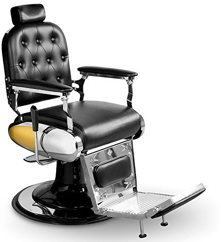 Medeo Herrenstuhl Friseurstuhl mit Fußablage Barber Sessel 205024 schwarz gelb