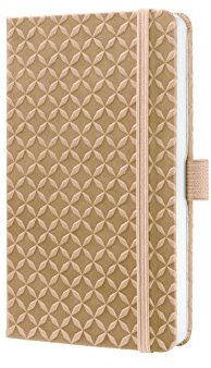SIGEL JN114 Notizbuch Tagebuch Jolie, ca. A6, liniert, Hardcover, Gummiband, Stifteschlaufe, Einstecktasche, beige