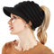 Yixda Winter Strickmütze Messy High Bun Pferdeschwanz Visor Beanie Cap (Schwarz)
