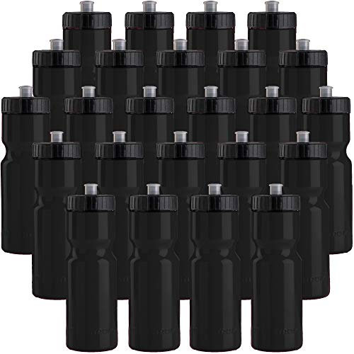 50 Strong Bulk Water Bottles 24-Pack – 22 oz BPA-Free Sports Bottles with Easy-Open Pull Top Cap – Made in USA – Reusable & Top Rack Dishwasher Safe Brand