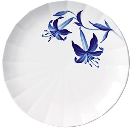 Royal Copenhagen Blomst Lilie Teller aus Porzellan in der Farbe Weiß-Blau mit Blumenmuster, Durchmesser: 27cm, 1025320