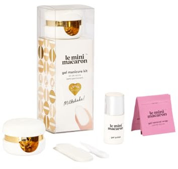 Le Mini Macaroon - Semi-Permanent Manicure and Pedicure Kit - LED Nail Varnish and Lamp - Fast UV Drying - Milkshake Nail Gel Polish
