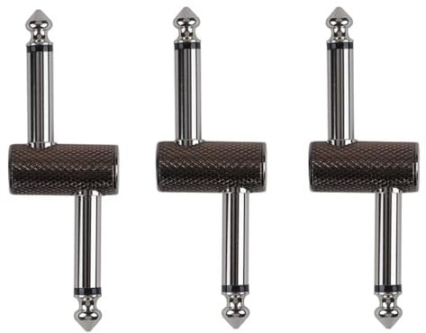 Rayzm Guitar Pedal Patch Connector - 6.35mm (1/4) Effect Couplers, Male to Male Offset Plug Adaptor for Pedal-board Instead of Cable - Pack of 3