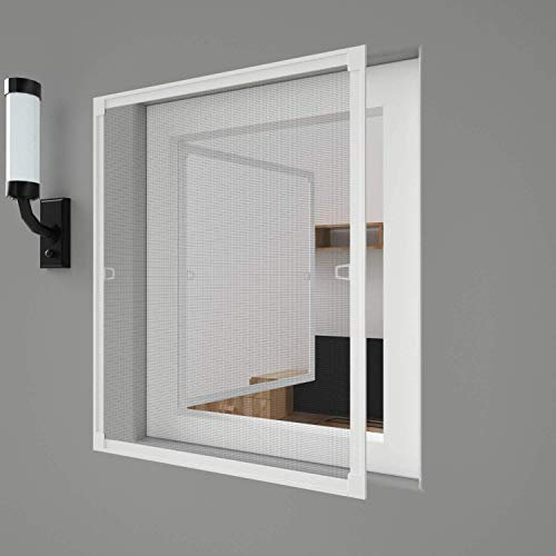 100 x 120 cm Fliegengitter Fliegenschutz Insektenschutz Fliegenschutzgitter mückengitter gitter moskitonetz Spannrahmen für Fenster mit Aluminium Rahmen ohne Bohren und Schrauben, Weiß