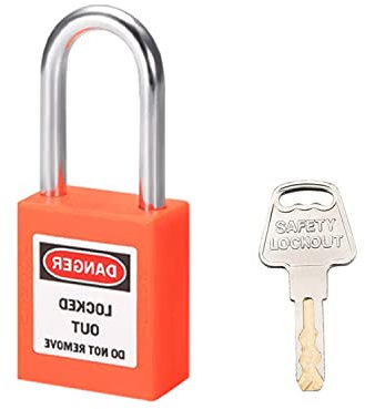 MroMax Schloss-Tag-Schloss (0,6 x 3,8 cm) jeder Schlüssel öffnen mehrere Schlösser, Lotto Sicherheitsschloss, Tag-Schloss, Nylonschloss, Tag-Stahlhaken, Orange, Vorhängeschloss 1 Stück