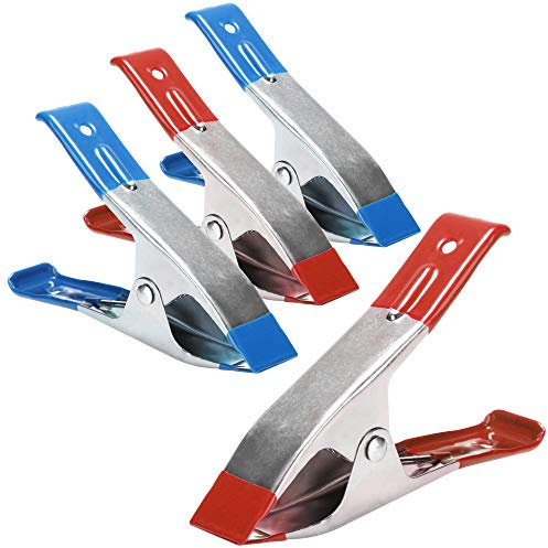 com-four® 4X Federzwinge aus Metall - Leimzwingen mit Gummibeschichtung - Federbügel für den universellen Einsatz im Haushalt oder Werkstatt - 14,5 x 2,7 cm [Auswahl variiert] (04 Stück - Metall)