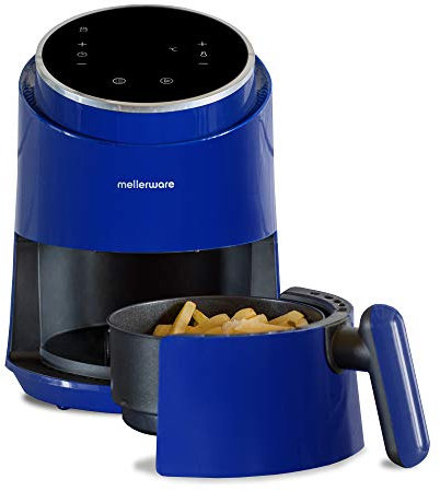 Mellerware - Freidora sin Aceite Crunchy 1230W | 7 Programas Predefinidos | Temporizador | Pantalla Digital Táctil | Air Fryer 80-200ºC | 1,5L Compacta | Sin BPA/PFOA | Cestillo Lavavajillas | Azul
