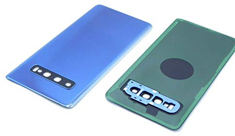 handywest Kompatibel für Samsung Galaxy S10 SM-G973F Akkudeckel Backcover Hosing Cover Ersatz Akkufachdeckel mit Kameraglas Camera Glaß Glas mit Klebefolie Streifen Adhesive Kleber Blau