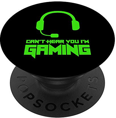 Can't Hear You I'm Gaming Headset Video Gamer Gift PopSockets PopGrip: Ausziehbarer Sockel und Griff für Handys/Tablets mit Tauschbarem Top