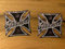 #228 / 2x CROSS Skull Aufkleber 8x8cm USA Vintage Sticker Biker Tank Oldtimer Oldschool Retro Kult Rost Rust Custom Chopper V2 V8