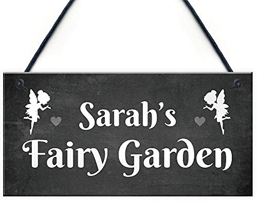 RED OCEAN Personalised Fairy Garden Sign Novelty Garden Decor Sign Gifts For Her Women
