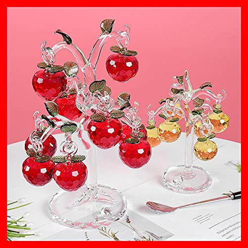 MCWJ Kristall Geldbaum Apfelbaum Dekorationen 3 Farben Kristall Apfelbaum mit Äpfeln Figuren Suncatcher Dekor Prunkstück für viel Glück Reichtum Wohlstand-Blau_8 Hills_