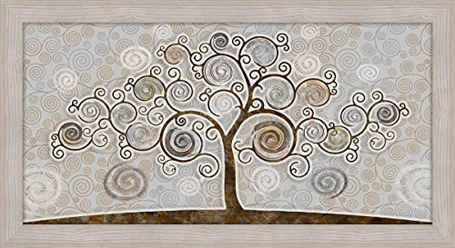 Deco Italia Quadro Albero della Vita, su pannello con cornice beige| misura 135 x 65 cm
