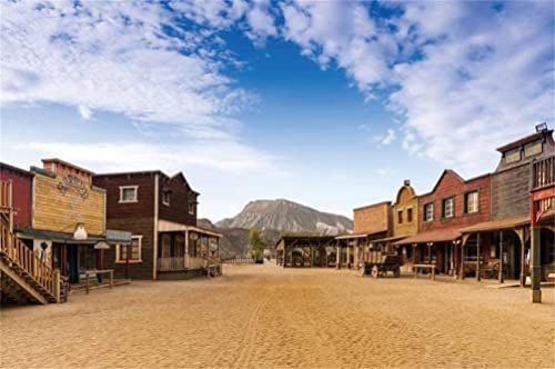 Renaiss 3x2.5m Western Cowboy Town Hintergrund Old Wild West Style Bar Fotografie Hintergrund Wagon Carriage Bild Kinder Mann Erwachsene Portrait Shooting Reise Urlaub Vinyl Studio Requisiten