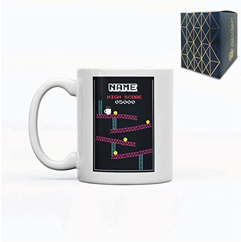 Personalised Mug with Name Retro Arcade Game Design, Gift Boxed, Personalise with Any Name for Any Gamer, Birthday Gift for him, Printed in the UK