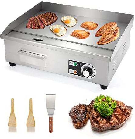 WICHEMI Commercial Electric Griddle Flat Top Grill Stainless 22'' 3000W