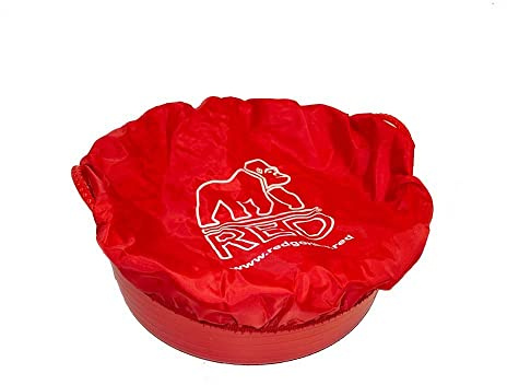 Red Gorilla Fabric Tub Cover in Red Elasticated Stretch Durable Polyester Ideal for Animal Feed Buckets or Tubs Showerproof Size M-L