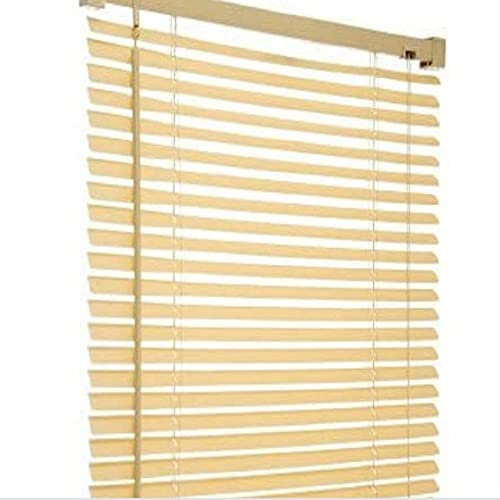 Natural - Wood grain Effect PVC venetian Blind - Width 75cm x Drop 150cm - 25mm Horizontal Slats - Easy Fit Trimmable fitting with Tilt control Wand Mechanism