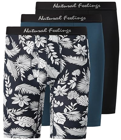 Natural Feelings Mens Underwear Modal Boxer Briefs 9 Inch Long Leg Boxer Briefs for Men Pack Large