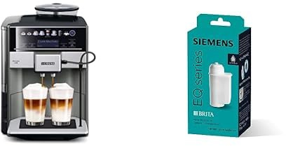 SIEMENS Set, machine à café tout automatique, EQ6 plus s500, aromaDouble Shot, système autoMilk Clean, gris/noir TE655203RW + BRITA Intenza filtre à eau TZ70003
