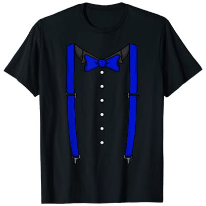 Blaue Fliege Hosenträger Kummerbund Smoking Fliege T-Shirt