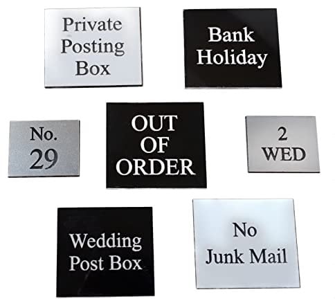Personalised Mail Post Box Door Small Tab Insert plate Engraved Wth Your Text (44mm x 38mm)