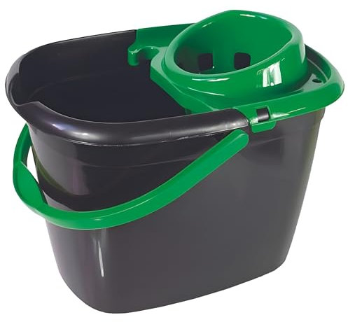 Robert Scott Recycled Great British Black Mop Bucket with Green Wringer 14L - Single