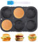 Molde Para Pan de Hamburguesa Moldes de Silicona de 10 cm de Diámetro Reutilizable Molde Silicona Redondo incl. Cepillo de Aceite para Pan, Panecillos de Hamburguesa y Muffins XXL