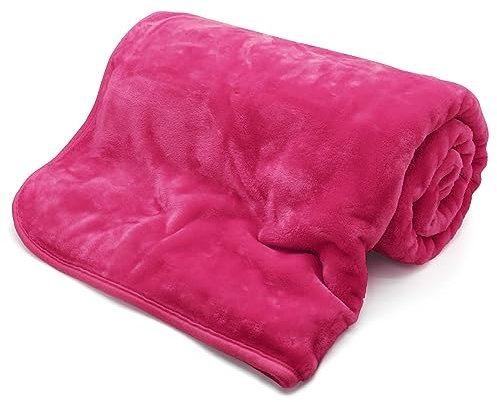Soft Warm Fleece Cuddly Faux Fur Throw Sofa Double King Bed Blanket Sofa Fluffy Blanket Bed Throw for Bedroom, Couch, Travel, Kids, Bedroom Fuchsia Pink (Single (127CM X 152CM), Fuchsia Pink)