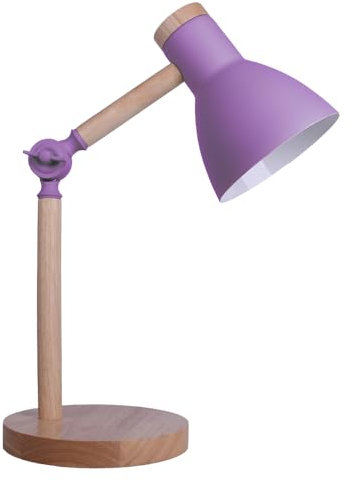 Bel Air Home - TEACHER Serie Schreibtischlampe | E27 Tischlampe für stilvolles Arbeiten und Lernen | Leselampe Nachttisch, Büro Tischlampe, Schreibtischlampe Holz | Violette, Metall