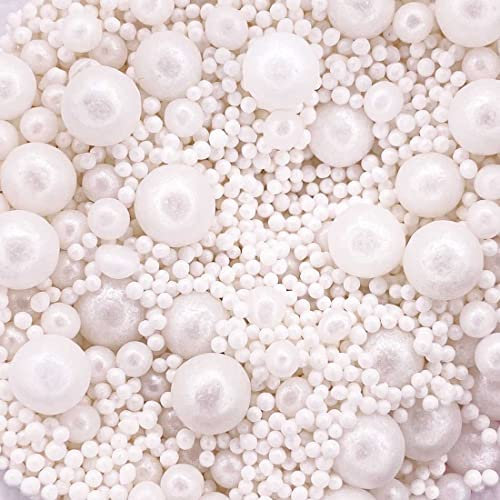 Scrumptious - Pearls Mix - Glimmer Mother of Pearl Cake Topper Sprinkles - 30g Edible Shimmer Ball Cupcake Decorations - Perfect for Weddings, Christenings & Parties