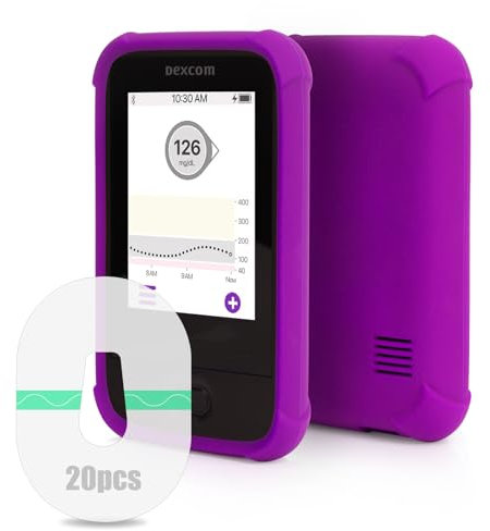 Dexcom G6 Hülle mit 20 Stück Pflaster, Schutzhülle, Kratzfest und Sturzsicher Tasche Schutzhülle & Dexcom G6 Pflaster Wasserfest G6 Zubehör Tape Sticker Patch von YOUSHARES, Lila