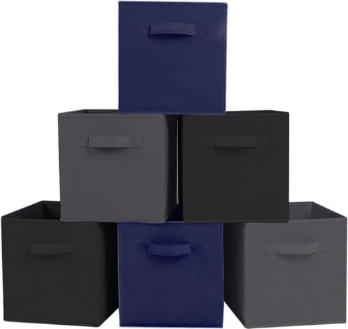 Kamorry Storage Cubes, Set of 6 Foldable Fabric Storage Bins Storage Organizer Drawer for Cloths, Kids Toys and Tiny Thing 26.5cmx26.5cmx28cm (Mixcolor 4, 6 Pack)
