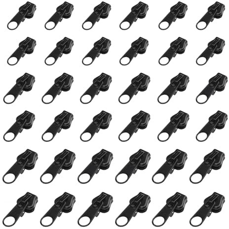 ReißVerschluss Schieber Ersatz, 36 Stück Abnehmbare ReißVerschluss Zieher, Reisverschluss-Fix-kit, Zipper Ersatz, Fix A Zipper für Mantel Koffer Rucksäcke (Schwarz)