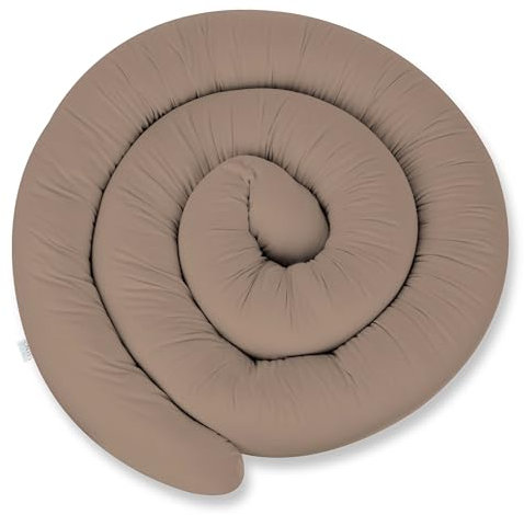 XXXL 400 cm Bettschlange für Allergiker Bettkissen Stillkissen Bettrolle Zierkissen Bettumrandung Schlange Handmade 100% Baumwolle ekmTRADE (31 – Dunkelbeige, 400 cm)