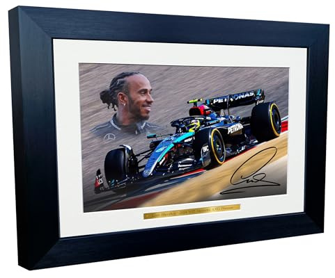 Kitbags & Lockers 30,5 x 20,3 cm A4 2024 Lewis Hamilton Mercedes AMG Petronas F1 Team signierter Fotorahmen Racing Formel 1 F1 Poster Geschenk