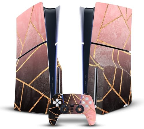 Head Case Designs Offizielle Elisabeth Fredriksson Pink und Schwarz Kunst Mix Vinyl Haut Gaming Aufkleber Abziehbild kompatibel mit Sony PS5 Slim/Pro Disc Edition Console & DualSense Controller