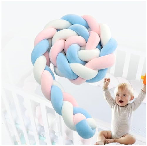 Bettschlange Baby FüR Antikollisionskopf Babybett Umrandungen Geflochten Ideal Zum Verschenken Und Dekorieren,B-150CM