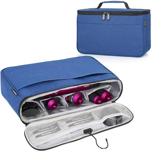 WELIDAY Borsa da viaggio compatibile con Dyson Airwrap Styler e Shark FlexStyle Air Styling, organizer da viaggio portatile per arricciacapelli e attacco con tasche multiple (blu)