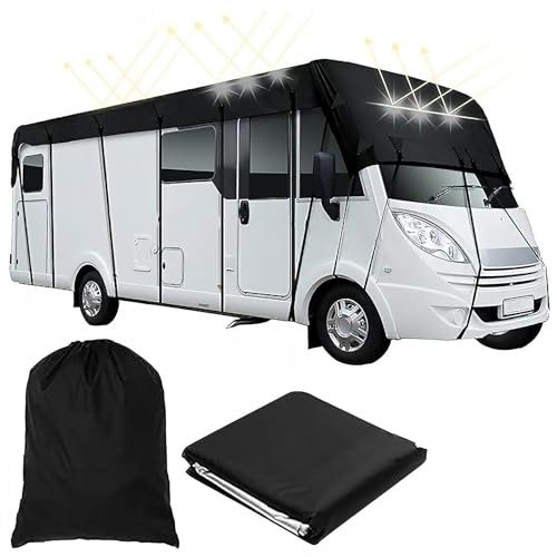 Bâche de Protection pour Caravane, 210D Couverture de Caravane ImperméAble, Couverture de Toit pour Caravanes, Protection Antigel Et Protection UV avec Sangles RéTractables Et Sac de Rangement