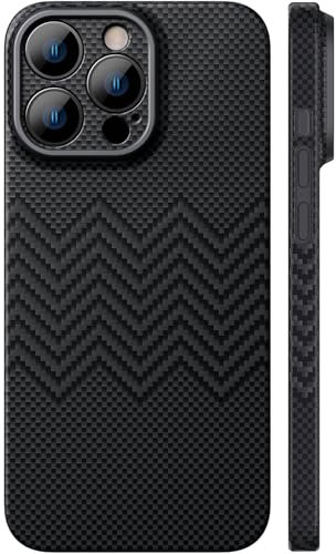memumi Aramid Fiber for iPhone 16 Pro Max Case Wavy Texture, Sturdy Durable 1500D Aramid Fiber 0.5 mm Slim Fit for iPhone 16 Pro Aramid Fiber Thin Case, Dream Series Wavy Black