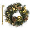 MeisterHome ® Künstlicher Weihnachtskranz Adventskranz für Tür Ø 50 cm - Weihnachtlicher Türkranz für Innen und Außen mit 35 LEDs, Timer und Gold Dekoration + Goldfarbener Aufhänger