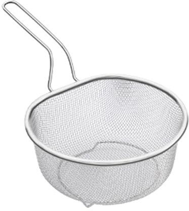 Folpus Colador de Malla para ollas Calientes, colador de Espaguetis, Cuchara para freír y Servir Alimentos, Red para freír de Acero Inoxidable, colador de, Malla Gruesa de 21