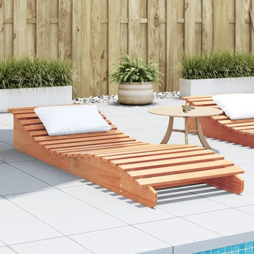 Cinyiqo Tumbona de Madera Maciza de Pino marrón Cera 205x60x31,5 cm, Tumbonas Jardin Exterior, Tumbona Playa, Tumbona Reclinable, Tumbona Piscina, Muebles Terraza - 844650